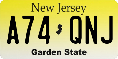 NJ license plate A74QNJ
