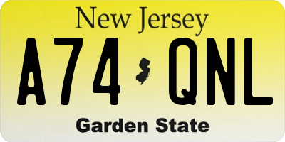 NJ license plate A74QNL