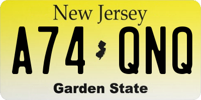 NJ license plate A74QNQ