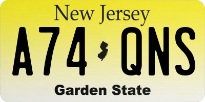 NJ license plate A74QNS