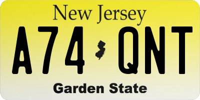 NJ license plate A74QNT