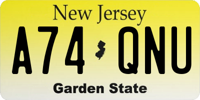 NJ license plate A74QNU