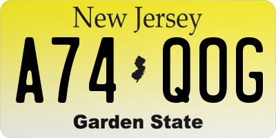 NJ license plate A74QOG