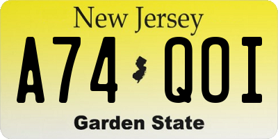 NJ license plate A74QOI
