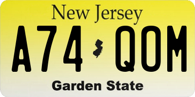 NJ license plate A74QOM