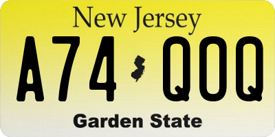 NJ license plate A74QOQ