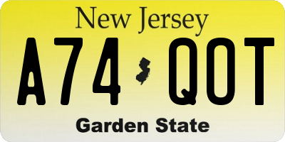 NJ license plate A74QOT