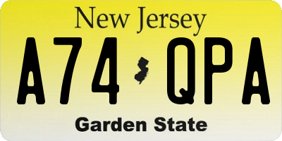 NJ license plate A74QPA