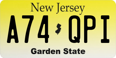 NJ license plate A74QPI