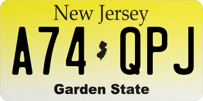 NJ license plate A74QPJ