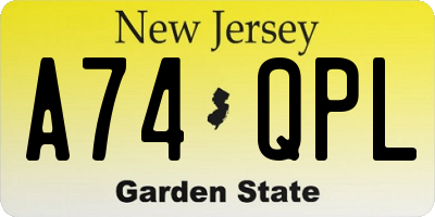 NJ license plate A74QPL