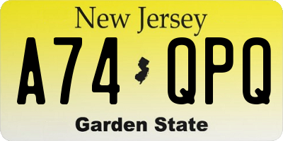 NJ license plate A74QPQ