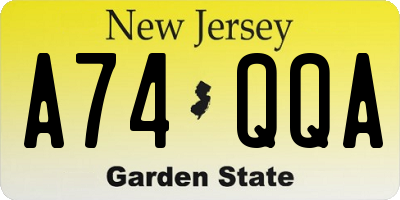 NJ license plate A74QQA