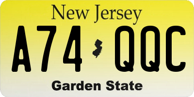NJ license plate A74QQC