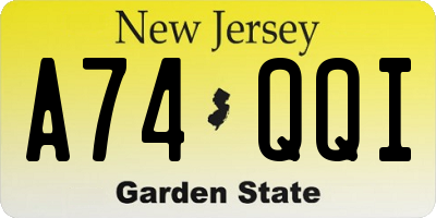 NJ license plate A74QQI
