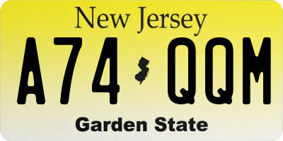 NJ license plate A74QQM