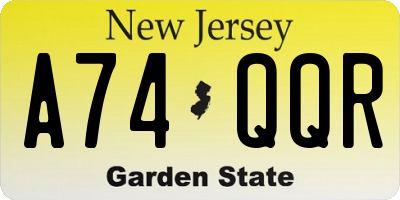 NJ license plate A74QQR