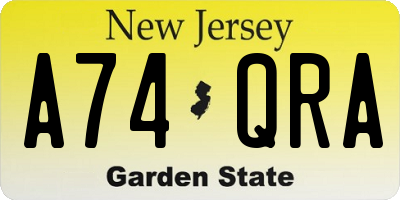 NJ license plate A74QRA