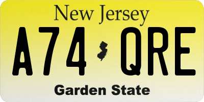 NJ license plate A74QRE