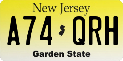 NJ license plate A74QRH