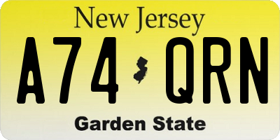 NJ license plate A74QRN