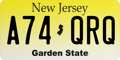 NJ license plate A74QRQ