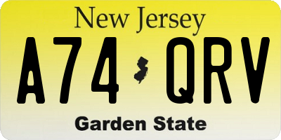 NJ license plate A74QRV