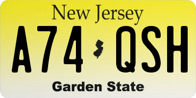 NJ license plate A74QSH