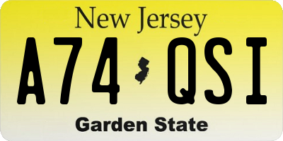 NJ license plate A74QSI
