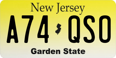 NJ license plate A74QSO