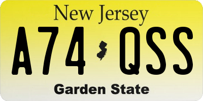 NJ license plate A74QSS