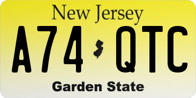 NJ license plate A74QTC