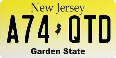 NJ license plate A74QTD