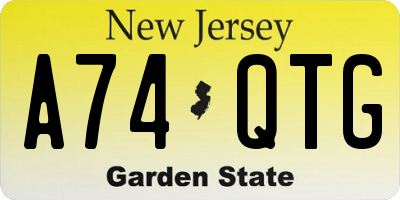 NJ license plate A74QTG