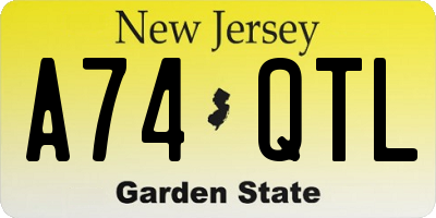 NJ license plate A74QTL