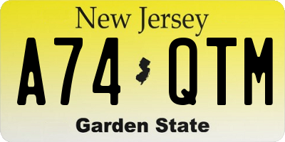 NJ license plate A74QTM