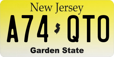 NJ license plate A74QTO