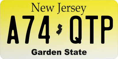 NJ license plate A74QTP