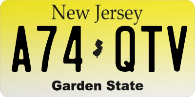 NJ license plate A74QTV