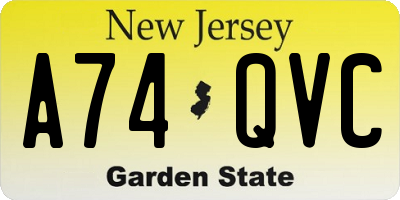 NJ license plate A74QVC