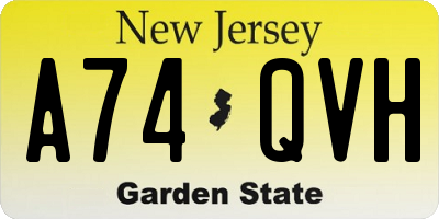 NJ license plate A74QVH