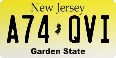 NJ license plate A74QVI