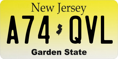 NJ license plate A74QVL
