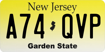 NJ license plate A74QVP