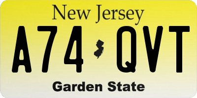NJ license plate A74QVT