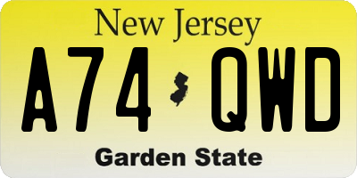 NJ license plate A74QWD