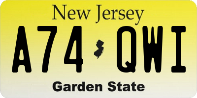 NJ license plate A74QWI