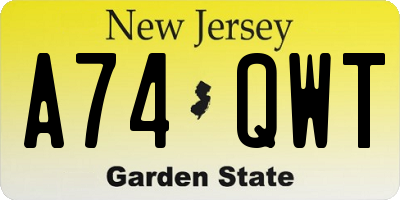 NJ license plate A74QWT