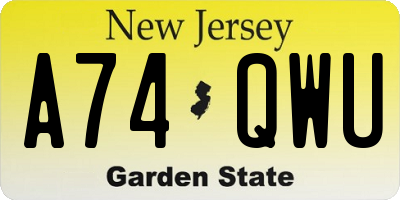 NJ license plate A74QWU