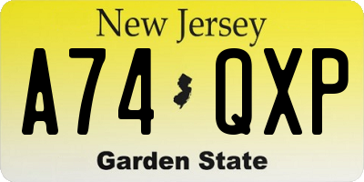 NJ license plate A74QXP